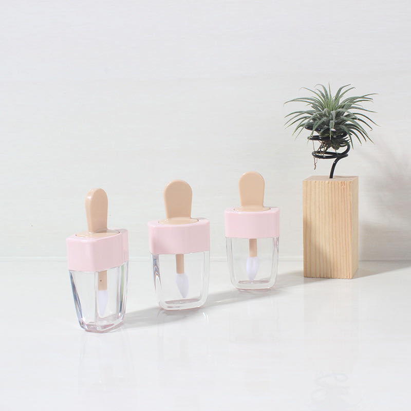 Cute ice cream shape empty heart brush lip gloss container packaging 5ml funny popsicle lipgloss tube